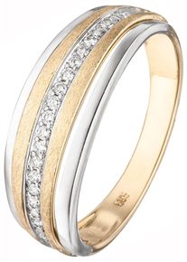 Jobo Damen Fingerring, 56, SI = kleine Einschlüsse, Gelbgold 585-Weißgold 585-Diamanten, gelb, Gelbgold 585, Weißgold 585, Diamanten, Fingerringe,