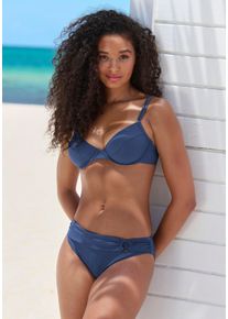 s.Oliver Damen Bikini-Hose "Rome", blau, Gr. 34, unifarben, Microfaser, Polyamid, Microfaser, Badehosen, mit Umschlagbund