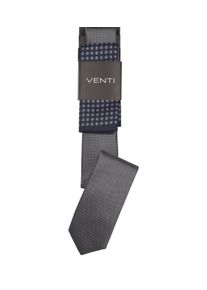 Venti Herren Krawatte "Venti Set aus Krawatte und Einstecktuch gemustert", grau, 100% Seide, Krawatten