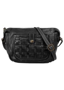 CLUTY Damen Umhängetasche, schwarz, Leder, vintage, Taschen, echt Leder, Made in Italy