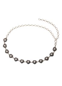 Damen Kettengürtel "Frieda", silber, Collezione Alessandro, Materialmix, Gürtel, mit Vintage Herzen in altsilber