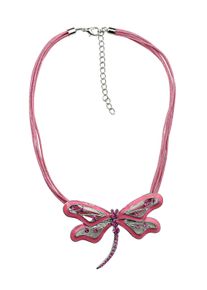 Damen Kette mit Anhänger "Dragonfly", rosa, Basic, Collezione Alessandro, Metall, Halsketten, mit Libellen-Anhänger