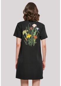 F4NT4STIC Damen Shirtkleid "Blóm Blumenstrauss T-Shirt Kleid", schwarz, casual, Gr. S, Obermaterial: 100% Baumwolle, Kleider, Print