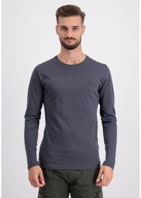 Herren Longsleeve "Alpha Industries Men - Longsleeves Back Print Heavy LS", grau, Gr. M, Alpha Industries, Obermaterial: 100% Baumwolle, Shirts