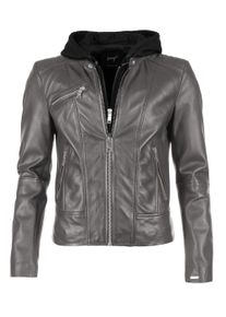 Maze Damen Lederjacke "Mico", grau, Gr. XS, Obermaterial: 100% Lammleder / Innenfutter: 100% Polyester / Kapuze: 55% Baumwolle, 45% Polyester, Jacken