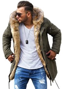 behype Herren Parka "BHTYLER", grün, modisch, Gr. M, unifarben, 100% Baumwolle, Jacken, mit abnehmbarem Kunstfell