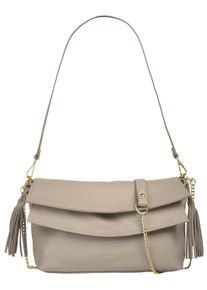 Samantha Look Damen Umhängetasche, grau, Leder, unifarben, leicht glänzend, Taschen, echt Leder, Made in Italy