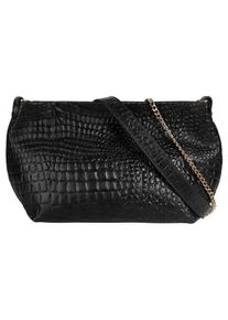 Samantha Look Damen Umhängetasche, schwarz, Leder, Reptilienprägung, Taschen, echt Leder, Made in Italy