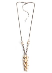Damen Lange Kette "Bo", beige, Basic, Collezione Alessandro, Metall, Halsketten, mit cremefarbigen Glasperlen