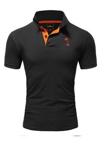 behype Herren Poloshirt "CAROY", orange, casual, Gr. S, bestickt, 100% Baumwolle, Shirts, mit kontrastfarbener Stickerei