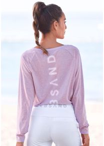 ELBSAND Damen Longsleeve "Tira", lila, casual, Gr. XXL, meliert, Jersey, Obermaterial: 50% Baumwolle, 50% Polyester, Shirts, mit Logodruck hinten,