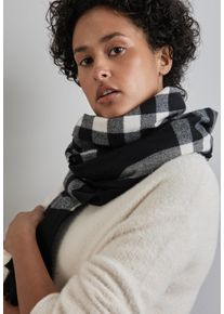 Street One Damen Halstuch, schwarz, casual, kariert, Stoff, 65% Polyester, 35% Viskose, Modetücher, kuschelig
