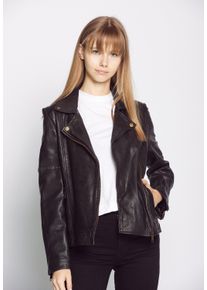 JCC Damen Bikerjacke "447", schwarz, Gr. 42, Obermaterial: 100% Leder, Lamm / Futter: 100% Polyester / Ärmelfutter: 100% Polyester, Jacken