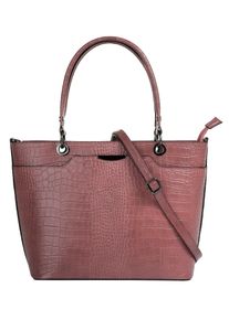 CLUTY Damen Henkeltasche, rosa, Leder, Reptilienprägung, Taschen, echt Leder, Made in Italy