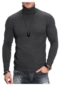 behype Herren Rollkragenpullover "TIM", grau, Gr. S, unifarben, 50% Baumwolle, 30% Polyester, 15% Viskose, 5% Elasthan, Pullover, im Slim Fit-Schnitt