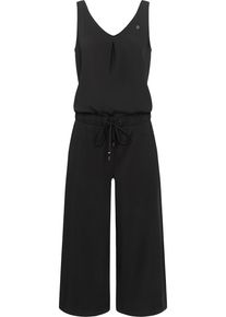 Ragwear Damen Jumpsuit "Suky", schwarz, casual, Gr. XL, 95% Polyester, 5% Elasthan, Overalls, schicker, langer Damen Overall mit Tunnelzug