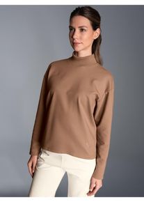 TRIGEMA Damen Sweatshirt "TRIGEMA Sweatshirt mit Stehkragen", braun, Basic, Gr. XL, 55% Polyester, 45% Baumwolle, Sweatshirts