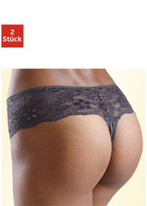 Nuance Damen String, Gr. 32, grau, Spitze, Microtouch, Obermaterial: 85% Polyamid, 15% Elasthan, Unterhosen, Dessous mit breitem Spitzenband