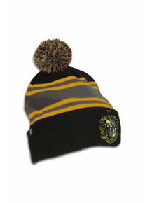 logoshirt Damen Strickmütze "Harry Potter - Hufflepuff", schwarz, casual, bestickt, 100% Acryl, Mützen, mit lizenzierter Stickerei