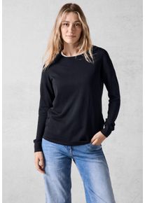 Cecil Damen Strickpullover, blau, casual, Gr. L, unifarben, Web, Stoff, 60% Baumwolle, 40% Viskose, Pullover, mit Rundhalsausschnitt