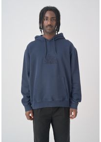 Cleptomanicx Herren Kapuzensweatshirt "Boxy Hooded Residence", blau, casual, Gr. L, bestickt, 100% Baumwolle, Sweatshirts, im lockeren Schnitt