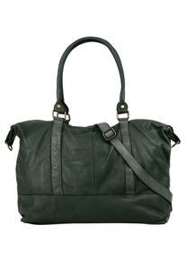 Samantha Look Reisetasche, grün, Leder, unifarben, leicht glänzend, Taschen, echt Leder, Made in Italy