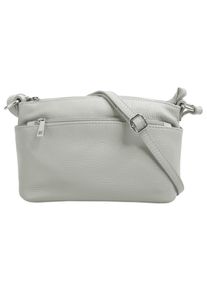 CLUTY Damen Umhängetasche, grau, Leder, unifarben, Taschen, echt Leder, Made in Italy