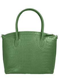 CLUTY Damen Henkeltasche, grün, Leder, Taschen, echt Leder, Made in Italy