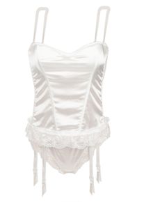 Family Trends Damen Set: Push-up-BH, Gr. 80, weiß, 93% Polyester, 7% Elasthan, BH-Sets, mit Push Up-BH, String und Strumpfhalter