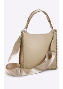 Heine Damen Handtasche, beige, Viskosemischung, Metall, unifarben, Taschen