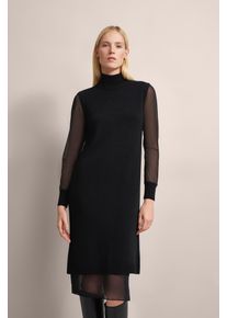 Bugatti Damen Strickkleid, schwarz, Gr. XXL, unifarben, 45% Viskose, 25% Polyamid, 25% Wolle, 5% Kaschmir, Kleider, im Layering-Look