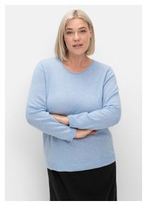 sheego Damen Rundhalspullover "Große Größen", blau, klassisch, Gr. 40, unifarben, Feinstrick, Obermaterial: 100% Kaschmir, Pullover, aus reinem