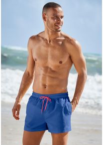 s.Oliver Herren Badeshorts, blau, Gr. M, unifarben, kontrastfarbene Details, Microfaser, Polyester, Microfaser, Badehosen, mit komplementärem