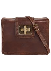 Pike PIKÉ Damen Umhängetasche, braun, Leder, glänzend, beschichtet, Taschen, echt Leder, Made in Italy
