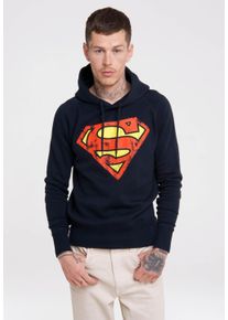 logoshirt Herren Kapuzensweatshirt "DC – Superman Logo", blau, casual, Gr. XS, unifarben, 80% Baumwolle, 20% Polyester, Sweatshirts, mit
