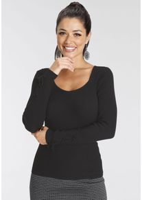 Melrose Damen Strickpullover, schwarz, feminin, Gr. 38, unifarben, Rippstrick, Feinstrick, Obermaterial: 70% Viskose, 30% Polyamid, Pullover, aus