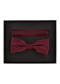 Venti Herren Fliege "Venti Set aus Fliege und Einstecktuch gemustert", rot, 100% Seide, Fliegen
