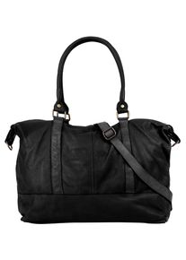 Samantha Look Reisetasche, schwarz, Leder, unifarben, leicht glänzend, Taschen, echt Leder, Made in Italy