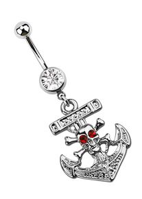 Adelia´s ADELIA ́S Damen Bauchnabelpiercing "Piercing Piercing Bauchnabelpiercing", rot, modisch, Chirurgiestahl, Piercings, 316l Stahl Banane - rot Anker mit