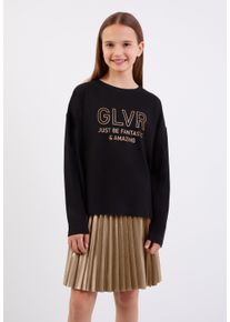 Gulliver Damen Langarmshirt, schwarz, casual, Gr. 152, bedruckt, 100% Baumwolle, Shirts, mit tollem Schriftprint