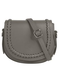 CLUTY Damen Umhängetasche, grau, Leder, unifarben, Taschen, echt Leder, Made in Italy