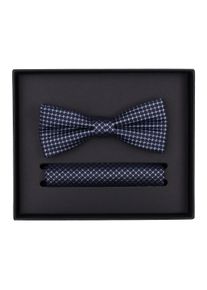 Venti Herren Fliege "Venti Set aus Fliege und Einstecktuch gemustert", blau, 100% Seide, Fliegen