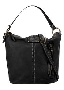 CLUTY Damen Umhängetasche, schwarz, Leder, unifarben, Taschen, echt Leder, Made in Italy