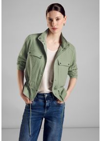 Street One Damen Kurzjacke, grün, casual, Gr. 46, unifarben, Web, 100% Baumwolle, Jacken, mit Stehkragen
