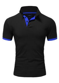 behype Herren Poloshirt "BASE", schwarz, klassisch, Gr. S, unifarben, 100% Baumwolle, Shirts, mit kontrastfarbigen Details