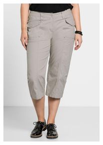 sheego Damen 3/4-Hose "Große Größen", beige, casual, Gr. 58, unifarben, Obermaterial: 97% Baumwolle, 3% Elasthan, Hosen, Mit Krempelfunktion
