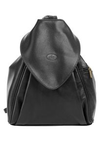Pike PIKÉ Cityrucksack "ANNA MARIA", schwarz, Rindsleder, Leder, leicht glänzend, klassisch, Rucksäcke, echt Leder, Made in Italy