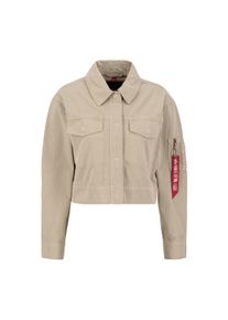 Damen Bomberjacke "Alpha Industries Women - Bomber Jackets Deck Jacket Cropped Wmn", beige, Gr. L, Alpha Industries, Obermaterial: 100% Baumwolle,