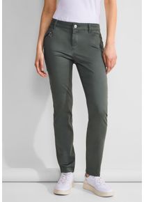 Street One Damen Röhrenhose, grün, casual, Gr. 32, unifarben, Web, 97% Baumwolle, 3% Elasthan, Hosen, Middle Waist