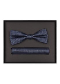 Venti Herren Fliege "Venti Set aus Fliege und Einstecktuch gemustert", blau, 100% Seide, Fliegen